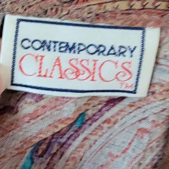 Contemporary Classics Red Floral Paisley Print Midi Tea Length Skirt - Picture 14 of 16